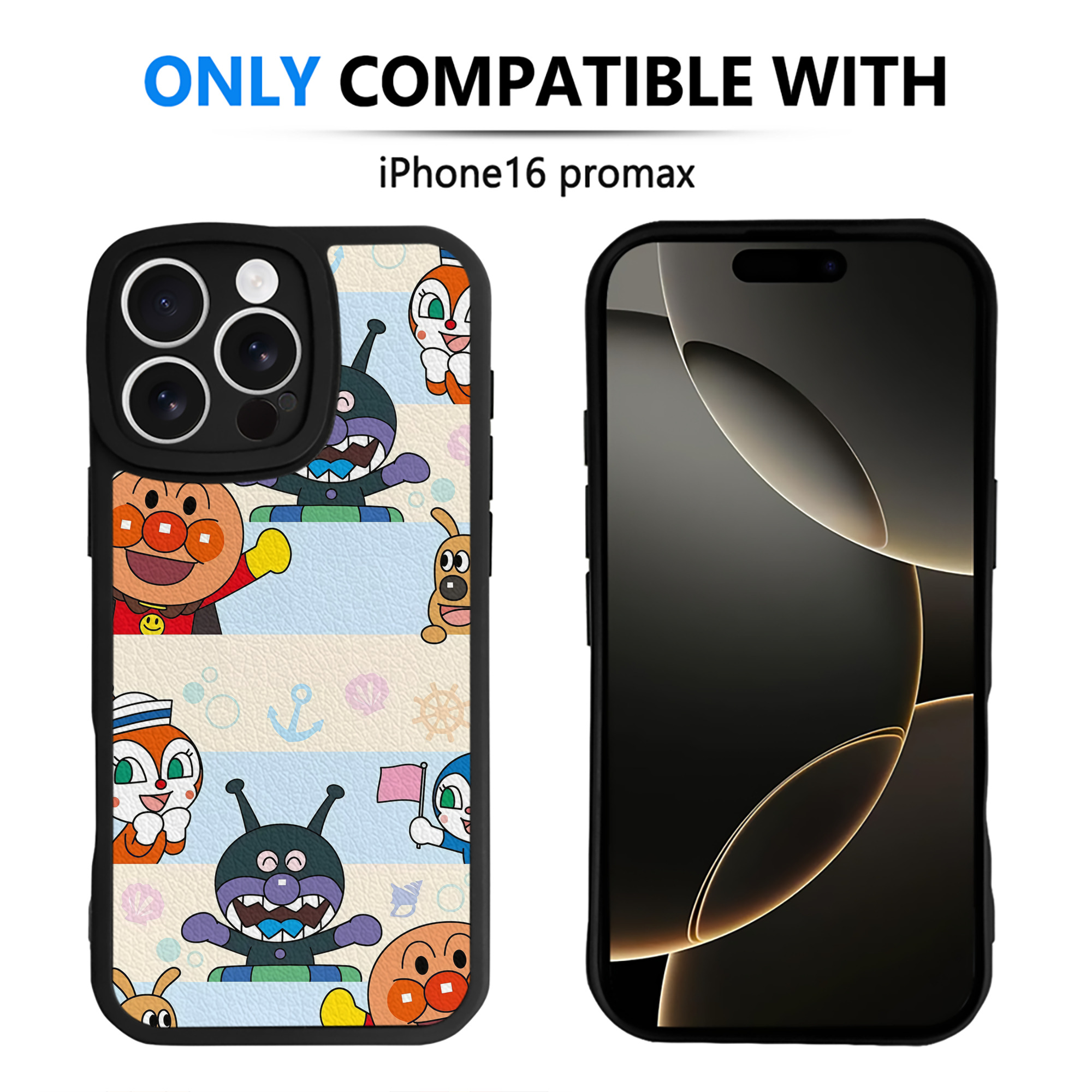 （画像用） アンパンマン Anpanman 【iPhone 16シリーズ対応】シリコンスマホケース（レザー調） 材質：シリコン